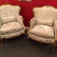 Pair of red armchairs red 1900 gilded wood