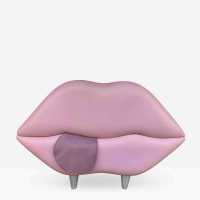 stool pouf mouth leather italy 1980 1990
