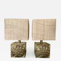 lamps pair brass bronze luciano frigerio italy 1970