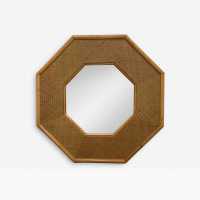octagonal bamboo and rattan mirror Italy 1970 1980