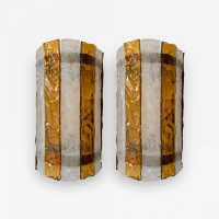 Wall lamps pair murano glass mazzega italy 1970