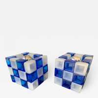 cube lamps pair murano glass poliarte italy 1970