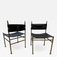 chair brass leather luciano frigerio italy 1970