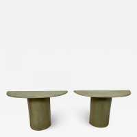 console pair parchment goatskin aldo tura italy 1970