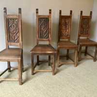 4 neo-Gothic oak chairs