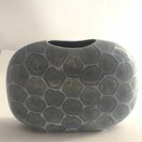 Sculptural ceramic vase with beautiful blue gray enamel - Japan