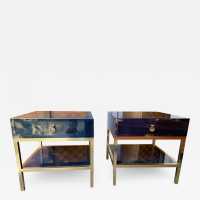 side tables side tables pair lacquer brass maison jansen france 1970