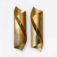 wall lights pair metal leaves gold italy 1970 1980