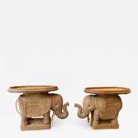 end tables sofa elephant pair rattan france 1970