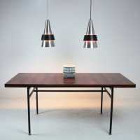 Alain Richard table for TV furniture rosewood and black metal