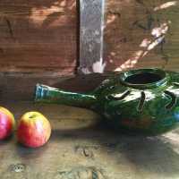 Glazed earthen basin - Pré d'Auge, Normandy end of the 18th century - Popular French Folk Art, traditional Norman ceramics.
