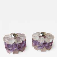 Lamps pair glass poliarte italy 1970 murano