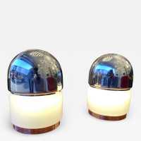 lamps pair salt pepper chrome metal murano glass reggiani italy 1970