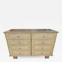 chest of drawers wood cane brass gervasoni italy 1970