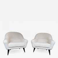armchairs pair looped fabrics charles ramos france 1950