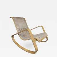 rocking chair wood canning luigi crassevig italy 1970