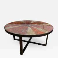 coffee table ceramic terracotta enamelled metal G Olivier Swiss 1950 1960