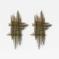 sconces pair wrought iron hammered glass poliarte biancardi jordan italy 1970