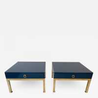 tables pair ends of sofa lacquer brass guy lefevre maison jansen france 1970