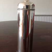 Old silver metal thermos