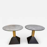Ends of sofa tables granite brass metal lacquer memphis italy 1980