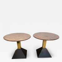 Ends of sofa tables granite brass metal lacquer memphis italy 1980
