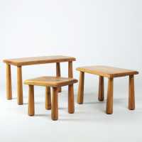Set of 3 Solid Oak Nesting Tables 1960