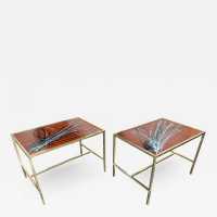 Ends of sofa coffee table brass ceramic Italy 1970 1960