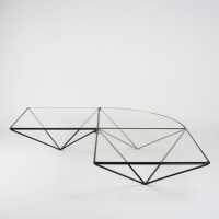 Coffee Table L Metal Glass Piva Style