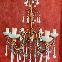 Blue opaline chandelier, blue