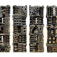 Brutalist abstract metal sculpture