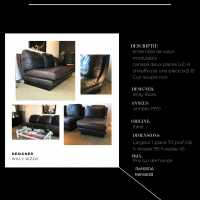 WILLY RIZZO Ensemble 2 sofas et 2 chauffeuses cuir noir Italie 1970