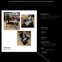 Cartbar / brass bar trolley and black mirror trays Italy 1960