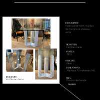 CATTELAN ITALIA, Table with Carrara marble base and glass top Italy 1970