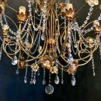 Golden crystal flower chandelier