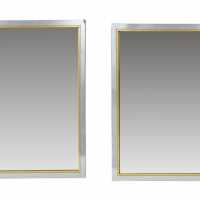 Beautiful pair of stainless steel and brass surround mirror - very good quality