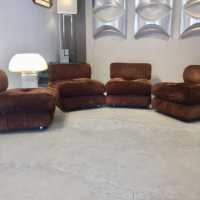 low chair-italy-suede-brown-brown-70s