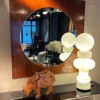 Walnut Round Mirror - 1960s