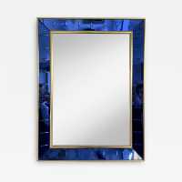mirror glass blue brass crystal art fontana arte italy 1960 1950