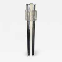 Floor lamp in lacquered chrome metal and Murano glass by Esperia. Italy 1970. in the style of Venini, Vistosi, La Murrina, Seguso, Aldo Nason, Poliarte, Carlo Aldo Nason for Mazzega, Stilnovo, Arteluce, Arredoluce, Artemide, Pierre Cardin, Lumi, Luci, Raak, Angelo Lelii, Francesco Bocola, Superstudio, Enrico Tronconi, Mario Bellini, Harvey Guzzini, Luigi Massoni, Martinelli, Fabio Lenci, Gio Ponti. chandelier mid-century modern space age brass stainless steel