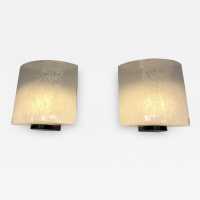 sconces lamp pair murano glass metal leucos roberto pamio italy 1970 1980