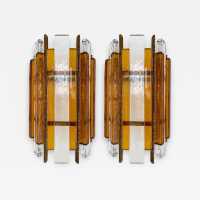 Pair of brutalist sconces in gilded wrought iron and hammered glass by Longobard. Italy 1970. in the style of Biancardi Jordan Arte, Poliarte, Carlo Aldo Nason, Mazzega Murano, Venini, Vistosi, La Murrina. pendant lightning chandelier wall lamps light mid-century