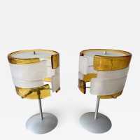 Pair of Murano glass and gray lacquered metal lamps by Mazzega. Italy 1990 Carlo Aldo Nason 1970 venini vistosi 1980 la murrina