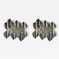 sconces chandelier lamp pair metal glass murano mazzega carlo nason aldo italy 1970