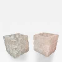 pair lamps cube murano glass poliarte longobard italy 1970