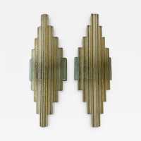 Pair of wall lamps in hammered glass by Poliarte. Italy 1970 brutalist