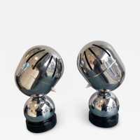 lamps pair metal chrome reggiani space age italy 1970