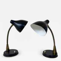 pair lamps lacquered metal brass stilnovo italy 1950 1960 mid century