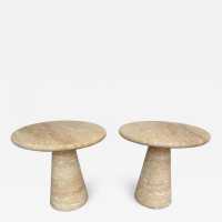 tables side tables pair nightstands travertine marble italy angelo mangiarotti 1970 1980