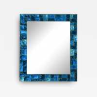 blue hammered glass mirror poliarte longobard biancardi jordan italy 1970